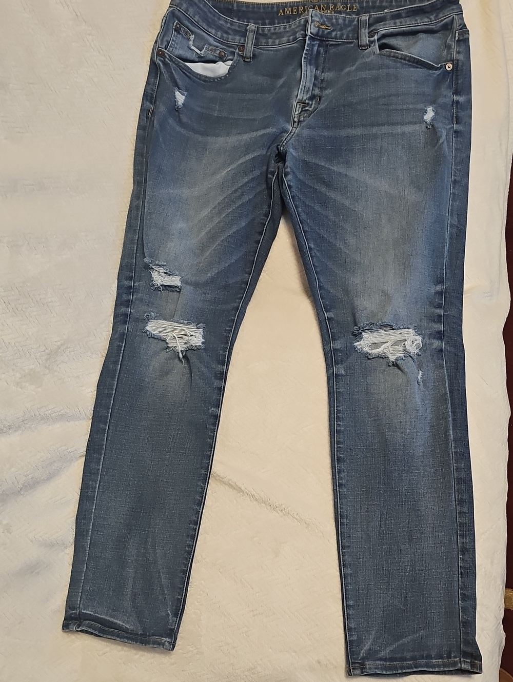 American Eagle Outfitters Women’s Ripped Skinny Jeans - Blue